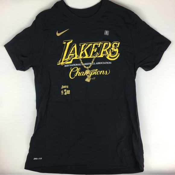 Nike Lakers DriFit 2020 NBA Champions 17Time Pendant Tee T-Shirt men XL, XXL New - Picture 1 of 6